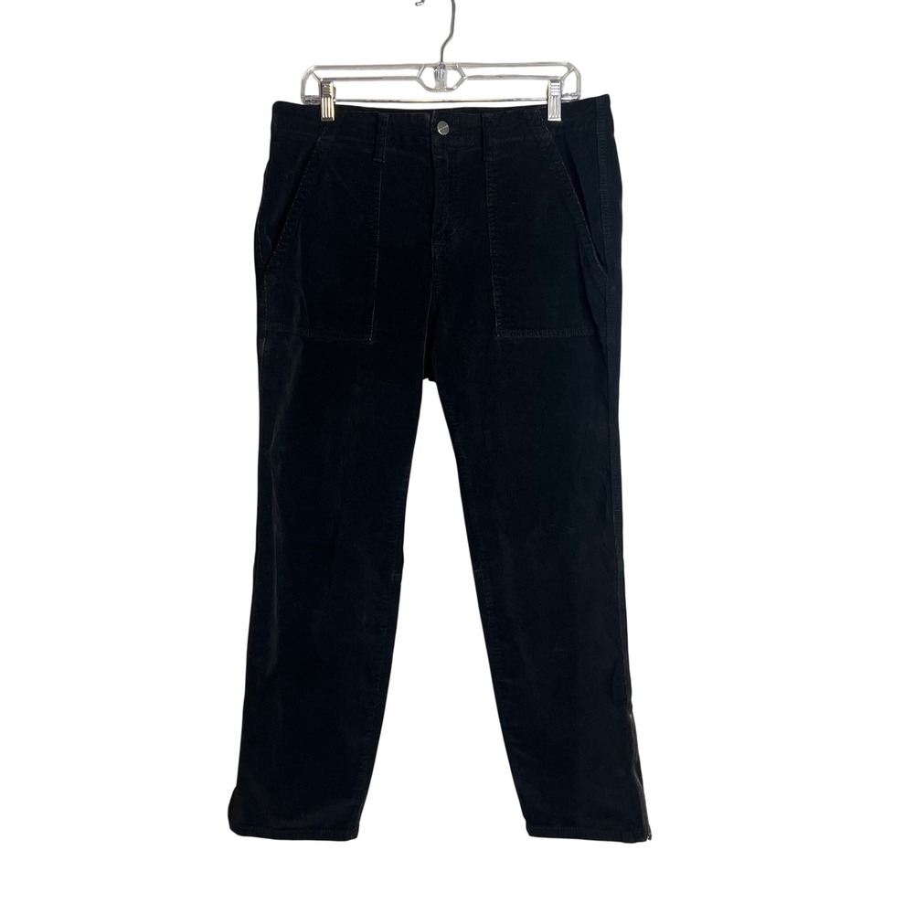 Sanctuary x Anthropologie Corduroy Straight Leg Pant Sz 32 Ankle Zip Black